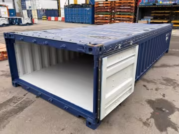 shipping container 20FT open top half height open doors left side